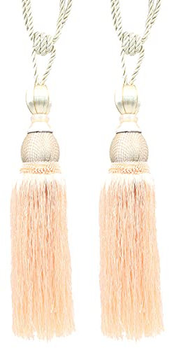 Tiardey 2er Pack Vorhang Raffhalter, handgewebte geflochtene Vorhang Quasten Holdbacks, EIN Paar dekorative Accessoires für Zuhause Fenster Schnalle Vorhang Vorhang Holdbacks (Beige)
