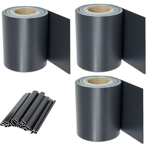 SWANEW Film brise-vue en PVC - 210 m x 19 cm - Opaque - Pour clôture double fil - Avec 180 clips de fixation - Anthracite
