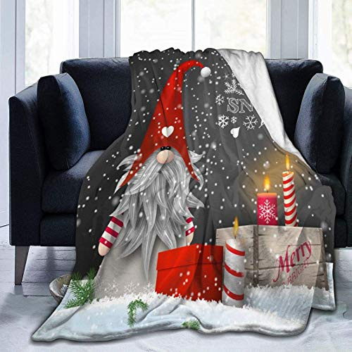 Abaysto - Coperta in flanella, con gnomo di Natale, ideale come regalo di Natale, per soggiorno, camera da letto, divano e divano