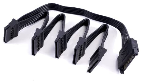 YieJoya Festplatte 15PIN SATA Kabel, männlich 15 Pin SATA zu weiblich 5 SATA serielle Kabel Splitter Kabel gelten für HDD, SSD, optische Laufwerke Sata Kabel - 24 Zoll