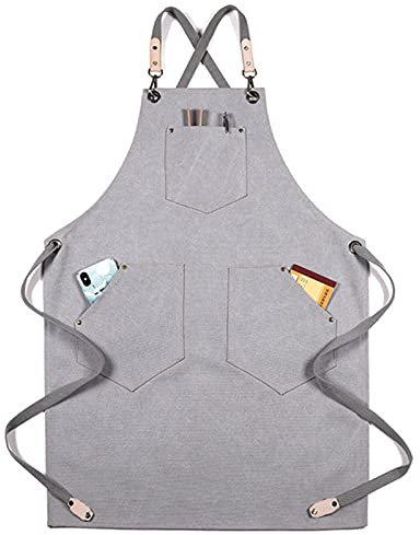 fayengan Schreinerschürze Schweißschürze wasserdichte Arbeitsschürze Aus Segeltuch Werkzeugschürze (Color : Gray, Size : XL)