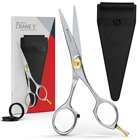 Tijeras para Barba y Bigote Suvorna para Hombre, Peluqueros, Barberos y Profesionales. Tijeras profesionales de peluquería de 5,5 fabricadas con acero inoxidable para cortar, recortar y arreglar.