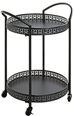 HAKU Servierwagen schwarz, Metall - Maße: B 51 cm x H 71 cm x T 42 cm, Style: Art Deco