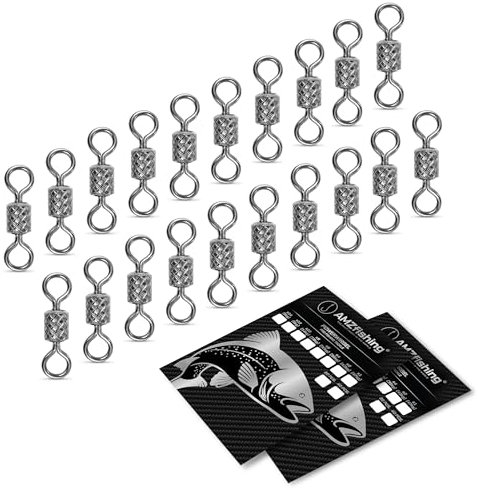 AMZfishing NEU 20x Power Angelwirbel | Wirbel Angeln | Wirbelsortiment | Wirbelset | Wirbel Angeln | Angelwirbel | Angelwirbel Set | Angeln Wirbel | Angelzubehör Wirbel Set (Diamant 20, 8)