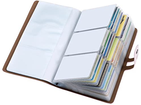 Leather Business Card Organizer, RFID Blocking Credit Card Holder, Professional Business Card Holder and Name Card Book, Credit Card Case - Holds 96 Cards(Pink)