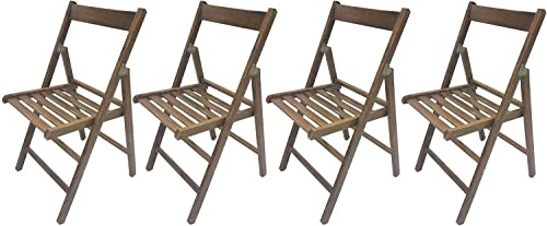 HOMEGARDENBEACH SET DA 4 Sedie Pieghevoli in Legno Made in Italy (Noce)