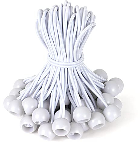 Akicderu Spanngummis mit Kugel 15cm, Gummispanner mit Kugel 50 Stück, Planenspanner mit Kugel Zeltgummis Expanderschlingen Gummischlaufen für Planen Zelt Banner Netz Pavillions (Weiss 15cm, 50)