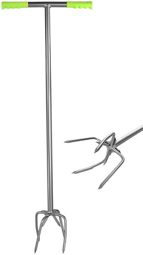 Gartenkralle mit 6 Zinken Unkrautkralle Boden Kultivator Erdkralle Bodenlockerer Grubber Gardenclaw Twist Tiller Vertikutierer Unkrautentferner Länge 97cm