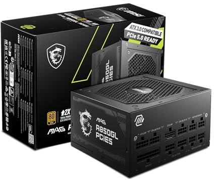 MSI MAG Bloc d'alimentation 850 W 80 Plus Gold - ATX 3.0 PCIe 5.0 Ready - 12VHPWR [MAG A850GL PCIE5]