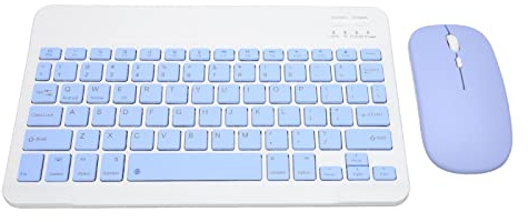 ciciglow Kabelloses Tastatur-Maus-Set, 10 Zoll, Computer-Tastaturen, Maus-Kombination für Tablet-Handys (Blue)