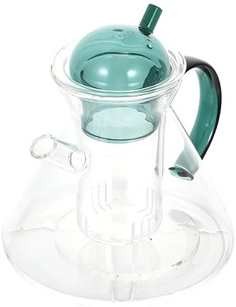 BESTonZON Glas Teekanne Einfache Kaffeekanne Aus Glas Praktische Teekanne Für Zuhause Büro Restaurant Als Dekoration Leicht Zu Reinigen Hohe Temperaturbeständigkeit Grü