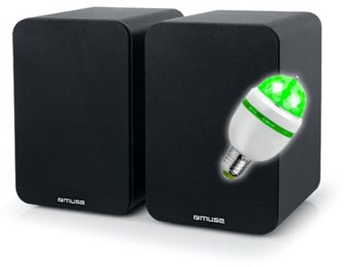 Enceintes bibliotheque - Muse M-620 SH, Bluetooth, USB, 150W, Entrée Optique, RCA, Coaxiale, réglage Aigus/Graves, Lumière DIams