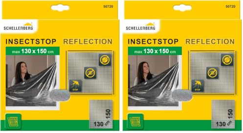 Schellenberg 50720 reflektierendes Fliegengitter Reflection reflektierender-Insektenschutz 130 x 150 cm, Anthrazit (Packung mit 2)