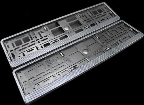 Par de Soportes para matrícula, Carbono, Cromado, Coche, camión, Furgoneta, Remolque (Efecto Carbono)