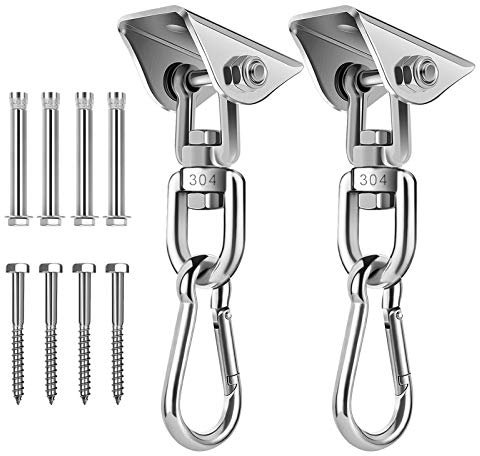 JOYUE Gancio da soffitto per poltrona sospesa in acciaio inox, girevole a 360°, silenzioso, supporto da soffitto fino a 450 kg, per calcestruzzo, travi in legno, poltrona sospesa, altalena, yoga,