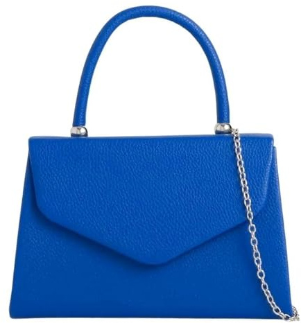 Handtasche aus Kunstleder, einfarbig, Tragegriff, für Brautschmuck, Abschlussball, Hochzeit, Abend, Party, Handtasche, königsblau, medium