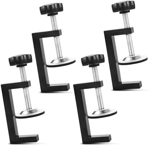 RUNEAY Morsettiera a C - Set 4 Pezzi, Morsetto da Tavolo Regolabile, Supporto a Vite Universale