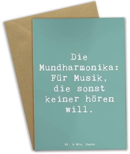 Mr. & Mrs. Panda Grußkarte Spruch Musik Mundharmonika - Geschenk, Humor, schüler, handgefertigt, Rhythmusgefühl, zimmer, Leidenschaft, Unterhaltung, Illustrationen, Geschenkideen