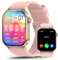 SOUYIE Smartwatch Damen mit Telefonfunktion, 2.04” AMOLED Touchscreen IP68 Wasserdicht Sportuhr mit Blutdruckmessung Pulsmesser Schlafmonitor SpO2 Menstruationszyklus, Uhren für iOS Android