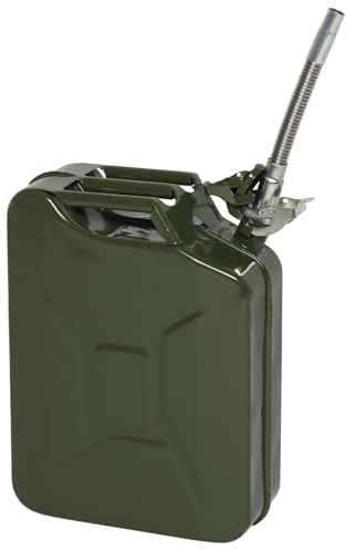 Metal Gas Can with Flexible Spout, Portable Fuel Tank Petrol Diesel Storage Can Water Container for Automobile Vehicle Off Road Emergency Supply (20L, Army Green)