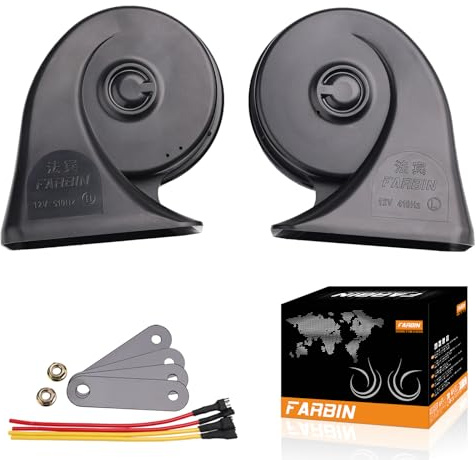 FARBIN Auto Hupe 12V Boot LKW PKW Zweiklang Signalhorn Fanfare Wasserdicht | Doppeltonhupe mit kräftigem Warnton, kompakte Bauweise, flexibel montierbar, wasserdicht, geeignet für 12V-Fahrzeuge