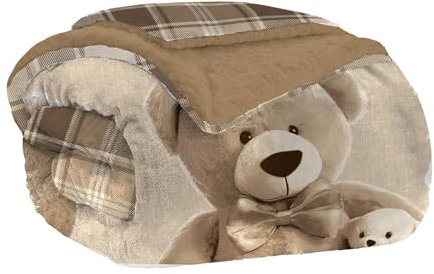 Home Tresor Coperta Plaid in Pile Invernale, Morbida e Calda, Finta Pelliccia Pelosa, Divano/Singola/Matrimoniale, Doppio Lato Flanella Sherpa - Plaid Divano 127x152, Orsetti