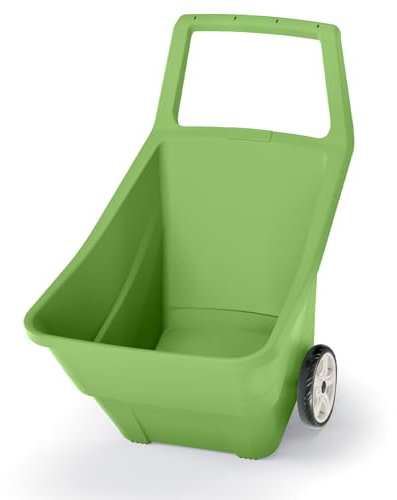 Carriola da Giardino Load&Go | Capacità 95 Litri | 57x84x92,5 cm | in Plastica | Verde | Due Ruote Rinforzate in Gomma | per Trasporto Materiali e Lavori di Manutenzione | Struttura Leggera e Stabile