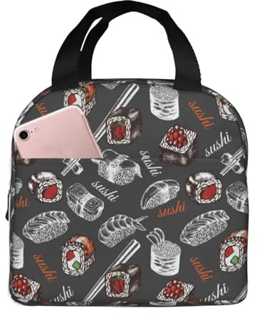 Lonchera japonesa de sushi Hashi para mujeres y hombres, bolsa de almuerzo aislada, bolsa enfriadora de gran capacidad, a prueba de fugas, reutilizable, para el trabajo, oficina, picnic, viajes