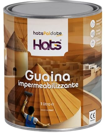 Hats - Guaina Liquida Impermeabilizzante - Colorata - All'acqua - Impermeabilizza e Resiste ai raggi UV e agli agenti atmosferici - Adatta per superfici esterne - Made in Italy