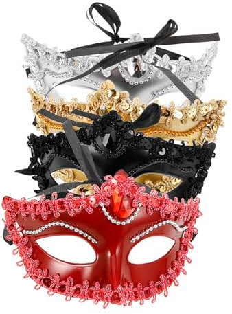 COSMEVIVI 4pièces Masque De Mascarade Garçon Fille Costume Cosplay Demi-face Décoration De Fête Accessoire Créatif Pour Halloween Et Événements Festifs