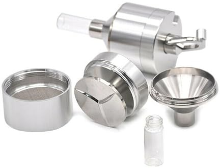 Powder Herb Grinder Hand Mill Funnel with Snuff Glass Bottle for Powder Herb Spices Tea Flower (44 - MM)