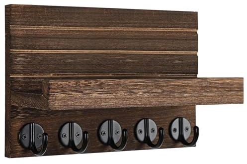 Vibhgtf Schlüsselhalter für den Eingangsbereich – Briefhalter aus Holz, Wandschlüsselhalter, Zeitschriftenhalter aus Holz, rustikaler Briefhalter, Wandschlüsselhalter