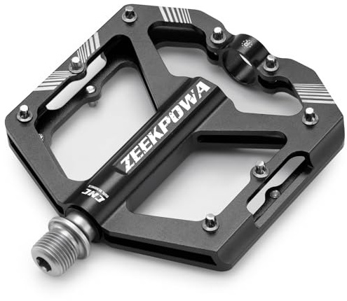 Zeekpowa Pedali per bici Pedali per mountain bike Pedali piatti per bicicletta Pedali piatti 16 Chiodi antiscivolo rimovibili 9/16 Cuscinetti sigillati con mandrino cromato Ultra CNC Pedali in