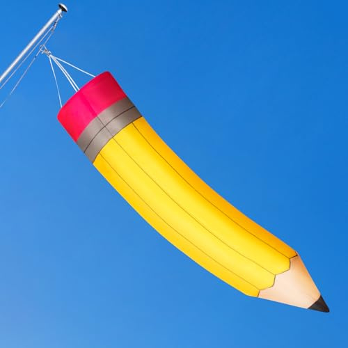 Back to School Pencil Windsock 28.7×5.9 Inch Outdoor Hanging Decor Pencil Wind Spinner for First Day of School Ornament Outside Yard and Porch Classroom Decor