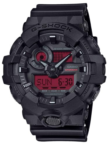 Casio G-Shock GA-700BBR-1A - Orologio analogico digitale in resina nera rossa