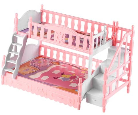 Milisten 140.5g Miniatur Etagenbett Für Puppen Maßstab Doppelstockbett Mit Kissen Möbel Spielzeug Für Kreative Rollenspiele