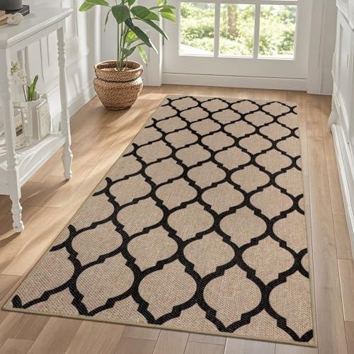 TUKDAK Weben Teppich Läufer Flur rutschfest 80x150cm, Waschbar Küchenteppich, Flurläufer Modern, Teppichläufer, Küchenläufer, Flur Teppich, Flurteppich für Küche, Eingang, Wohnzimmer, Korridor