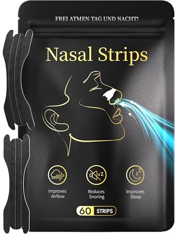 Nasenpflaster Nasal Strips Anti Schnarch Nose Strips Nasenpflaster Schnarchen Nasen Tape Besser Atmen Schnarchpflaster Besser Atmen Nasenstrips 60 Stück für Erkältete Verstopfte Nase & Sport