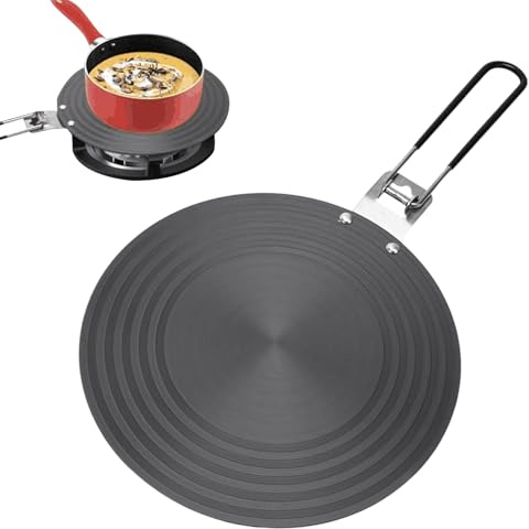 Induktionsadapterplatta för matlagning – 24 cm värmediffusor för glashäll – värmediffusor med fällbart handtag för spis, brännare, uppvärmning, gjutjärnskanna, värmare, keramikglas kaffemaskin