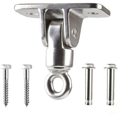 Crochet de suspension en acier inoxydable, supporte jusqu'à 0,65 tonne, anneau de plaque pivotante sécurisé, pour suspendre des balançoires, des lits suspendus, pour jardin, terrasse