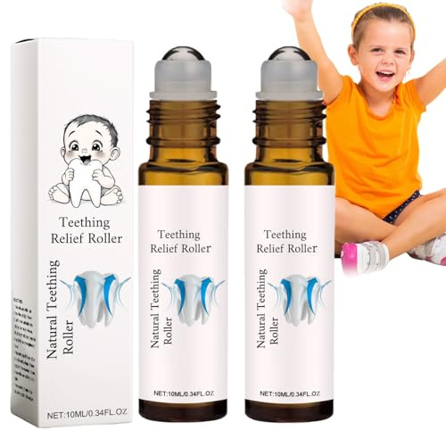 2PCS The Calm Roller Ba/by Teething Relief Roller,Soothing Gel with Unique Ball Massage Design,Mild for Infant Gum,Teething Sticks Alternative for On-The-Go,Safe Relief for Sensitive Gums