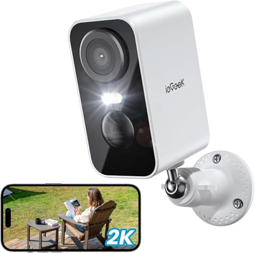 ieGeek 2K/3MP Überwachungskamera Aussen/Innen Akku, 2,4GHz WLAN Kabellos | Einfache Installation, Kamera Überwachung mit Farbige Nachtsicht, PIR-Bewegungserkennung, Lokaler/Cloud, IP65, 2-Wege Audio