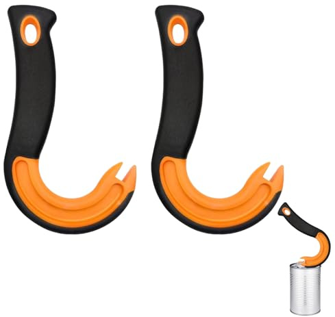 2 Pack Ring Pull Can Opener Aid,J Hook Pop Top Opener Tool,Ergonomic Bottle Jar Lid Lifter Kitchen Gadget,for Cans Soda Beer Tin Easy Open Assist Device for Seniors Arthritis Weak Hands.
