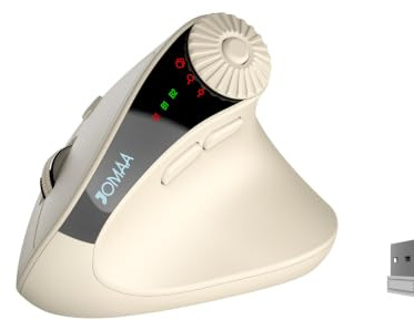 CALMUDHON Mouse verticale ergonomico senza fili Bluetooth e ricevitore USB 2.4G Mouse verticale silenzioso con schermo indicatore LED Giradischi multifunzione per lavoro in ufficio