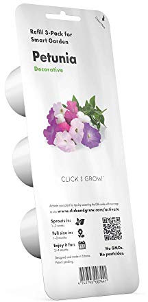 Emsa 3 Cápsulas Petunia Click & Grow, Semillas apta para Smart Garden, huerto urbano, tierra inteligente, jardín hidropónico, resultados en 40 días, Sistema automático iluminación LED