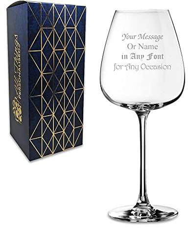 Personalised Engraved 12oz Miscela Wine Glass, Gift Boxed, Personalise with Any Message