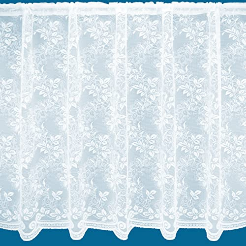 NetCurtainsUK Raquel Floral Pattern Net Curtains In White - Sold By The Metre (Drop: 91cm (36 inch)) (RAQUELNET01)