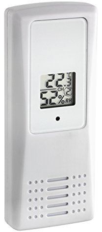 TFA Dostmann Ersatzsender mit Display, 30.3208.02, für 30.3054.10 und 30.3056.10, Thermo-Hygro-Sender, weiß, L 45 x B 20 x H 110 mm