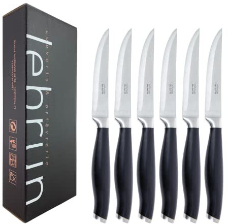 Lebrun Couverts - LOUCHEBEM Couteau Steak - Lot de 6 Couteau Steak - Acier Inoxydable - Manche Confort - Couteau Cuisine - Couverts de Table - Couteaux et Ustensiles de Cuisine