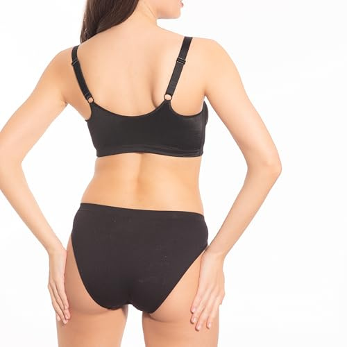 Selene, Sujetador para Mujer Sin Aros y Sin Relleno, con Cierre Delantero e Inserciones Transpirables, Colección Belen, Color Negro, Talla 120C